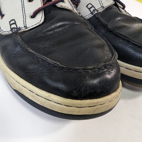 Vtg Mens Timberland 3 Eye Lug Hand Sewn Lace-up Blue White Shoes Size 10.5 5922 - Picture 6 of 11